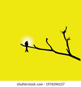 Illustration of a  Bird Flying and Carrying a Stick for Nesting