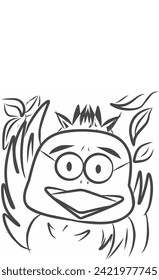 Illustration of a bird with glasses for coloring