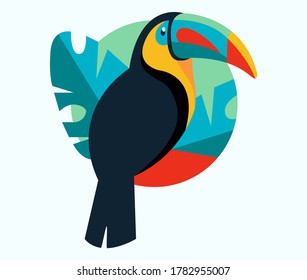 Illustration of a bird in the jungle, cute image for your web, blog, presentation, etc.