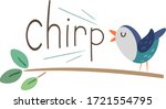 Illustration of a Bird on a Branch Making a Chirping Sound