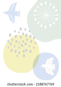 It is an illustration of a bird and a pattern with a light-colored Scandinavian taste.
