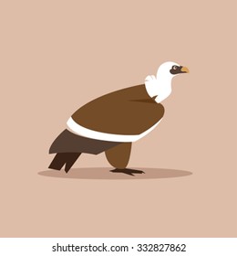 Illustration bird vulture on a brown background