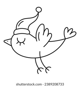 Illustration of a bird wearing a New Year's hat