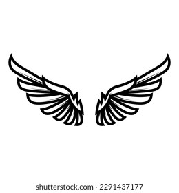 Illustration of the bird wings. Design element for logo, label, sign, emblem. Vector illustration