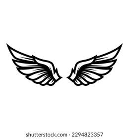 Illustration of the bird wings. Design element for logo, label, sign, emblem. Vector illustration