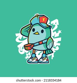 illustration bird young style vector