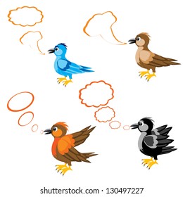 Illustration birdie and frames on white background