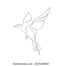 Illustration of a bird.Line Art Print. Tattoo. Printable Modern Illustration Decor. Minimalist Drawing.Corner Decor