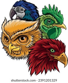 illustration of birds head on white background