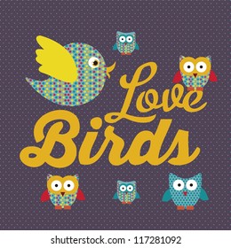 Illustration of birds icons, icons with animal silhouettes. vector illustration
