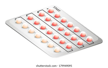 Illustration Of A Birth Control Pill On A White Background