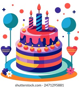 Illustration of birthday cake with candles