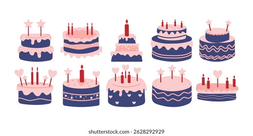 Ilustração da Coleção de Bolos de Aniversário