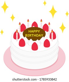 Illustration of birthday cake, glitter