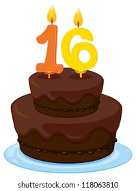 illustration of a birthday cake on a white background