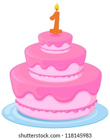illustration of a birthday cake on a white background