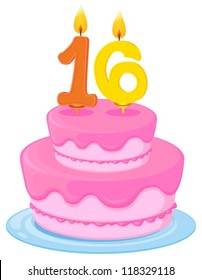 illustration of a birthday cake on a white background