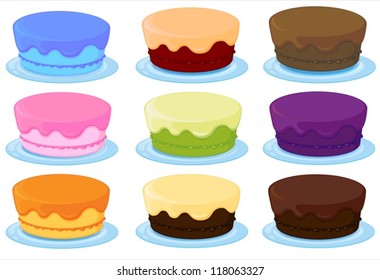 illustration of birthday cakes on a white background