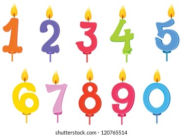 illustration of birthday candles on a white background
