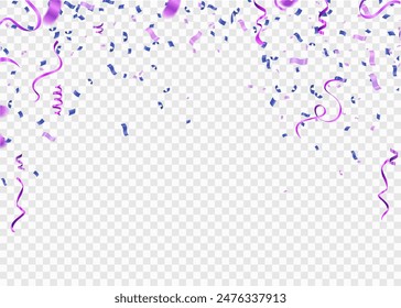 Illustration Birthday Card with Balloons , Confetti and Curling Streamer or Party Serpentine . Isolated Vector 
