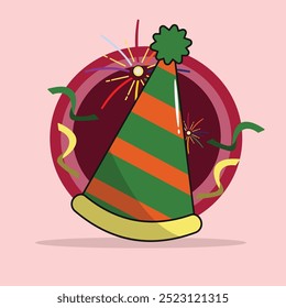 illustration of birthday hat for new year holiday vector asset design