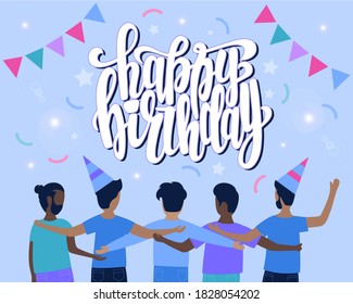 Illustration of Birthday Party. Vector lettering. Design for cards, clothes and other