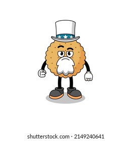 Illustration of biscuit round cartoon with i want you gesture , character design