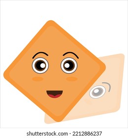 illustration a biscuit with a sweet smile and a shadow behind