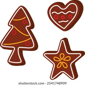 Illustration of biscuits in various shapes to welcome Christmas