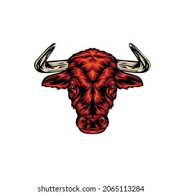 Illustration of bison head isolated on white