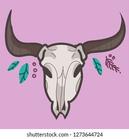 illustration of bison skull