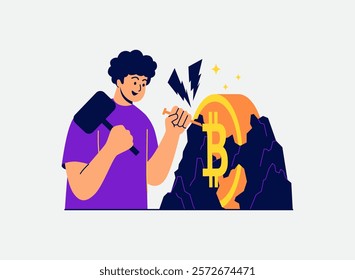 Illustration of an Bitcoin Cryptocurrency Mining