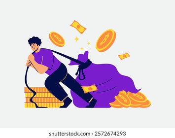 Illustration of an Bitcoin Cryptocurrency Money Bag
