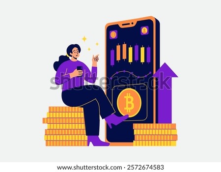 Illustration of an Bitcoin Cryptocurrency Stock Market