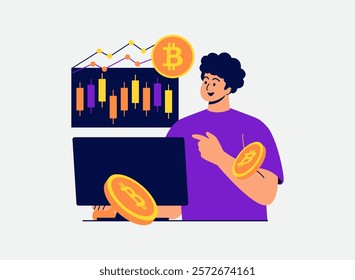 Illustration of an Bitcoin Cryptocurrency Trading Chart