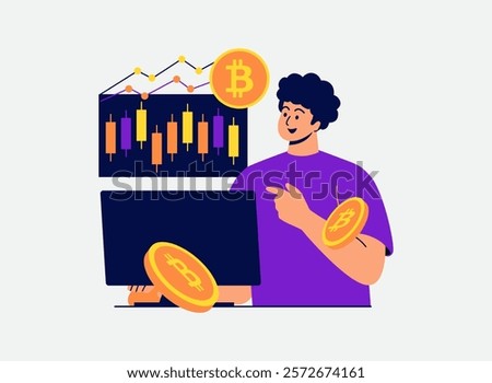 Illustration of an Bitcoin Cryptocurrency Trading Chart