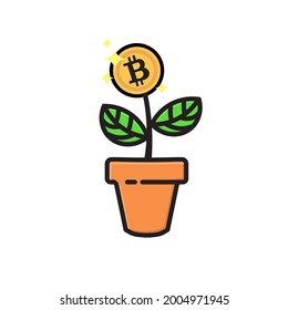 illustration of bitcoin interest, internet money, investment concept, vector design