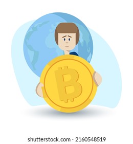 Illustration with bitcoin. Online banking. Digital marketing. Management strategy. Crypto currency, crypto currency coin. Digital bank