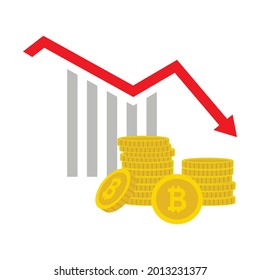 
Illustration of Bitcoin Price Down. Cryptocurrency Prices Are Down