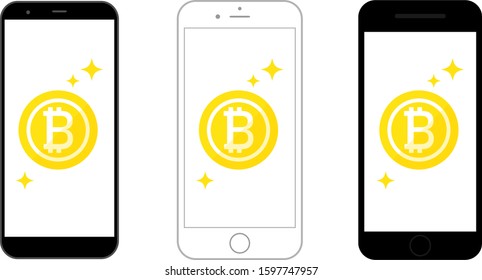Illustration of bitcoin and smartphone