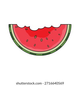 La ilustración de la fruta de la sandía de la mordida