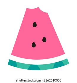 Illustration of a bitten pink watermelon.