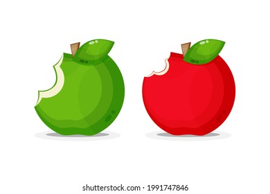 Illustration of bitten red and green apple
