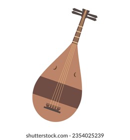 Illustration of biwa, a traditional Asian musical instrument, Vector illustration