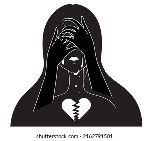 Illustration Of Black Abstract Female Depression Image