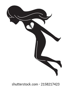 Illustration Of Black Abstract Female Suicide By Jumping