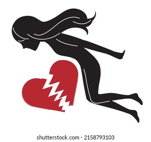 Illustration Of Black Abstract Female Suicide By Jumping