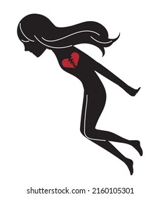 Illustration Of Black Abstract Female Suicide By Jumping