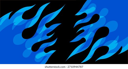 Ilustración de forma abstracta negra con espacio de copia sobre fondo azul. espacio de escritura y concepto de color Imagen generada digitalmente.

