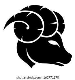 Illustration of Black Aries Zodiac Star Sign isolated on a white background
